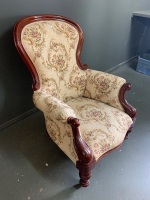 A floral material & timber chair - 2