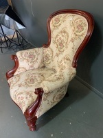 A floral material & timber chair - 3