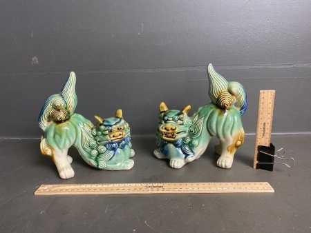 2 Glazed Foo Dogs