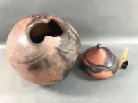 Large Hand Made Round Pot + Lidded Pot - 3