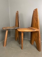 Pair wooden tree trunk chairs - 2