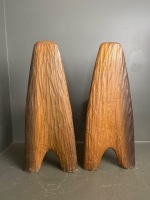 Pair wooden tree trunk chairs - 3