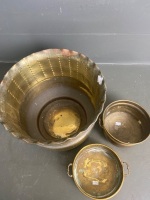 3 brass planters - 3