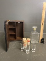 Boxed like a book whiskey decanter with 6 shot glasses - 6