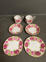 Royal Albert Old English Rose trios x 2 - 3