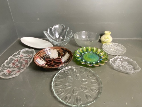 Large collection of glassware bowls, platters and vase