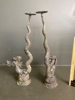 Set of metal dragon candle holders - 2