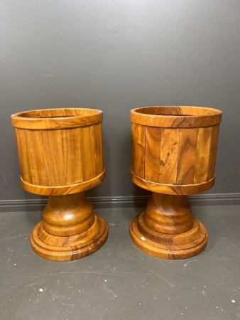 2 large wooden plant stands