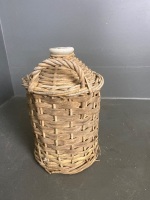 Antique cane covered stoneware jug - 3