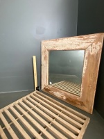 Distressed outdoor mirror with shower foot stand - 2