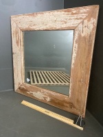 Distressed outdoor mirror with shower foot stand - 4