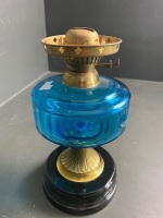 Blue glass font kero lamp with ceramic base (no chimney) - 2