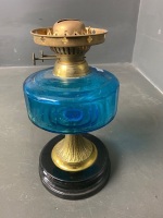 Blue glass font kero lamp with ceramic base (no chimney) - 3