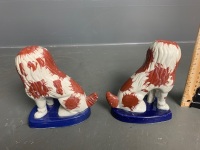 Pair of Staffordshire pottery dogs - 3