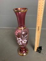 Hand-painted Bohemian glass vase - 3