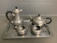 5 piece Pewter tea set - c1920