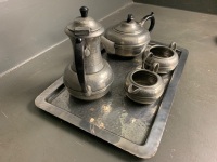 5 piece Pewter tea set - c1920 - 2