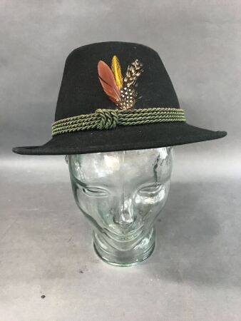 Glass Head/Hat Stand and Anton Blum Salzburg Hat