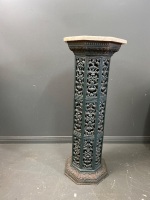 Cast iron plinth with marble top - 2