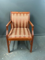 Timber carver chair brown stripe upholstory