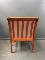 Timber carver chair brown stripe upholstory - 2