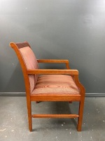 Timber carver chair brown stripe upholstory - 3