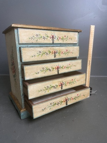 Hand painted miniature chest of drawers