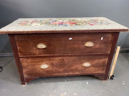 Silky Oak double drawers with tapestry cover