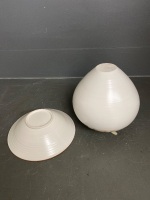 Matching pottery bowl and vase - 4