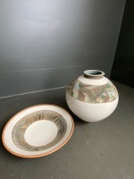 Matching pottery bowl and vase - 5