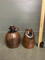 Stoneware jug with lid and canister - 2