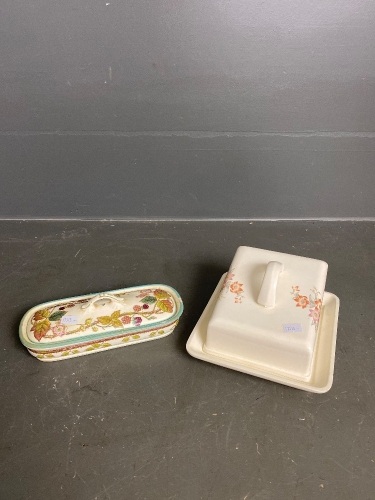 Butter dishes (one with crack)