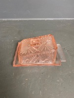 Pink Pressed Glass Butter Dish