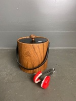 1960's retro ice bucket with lip tongs - 2