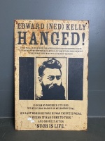 2 Ned kelly wanted  and hanged signs metal - 3