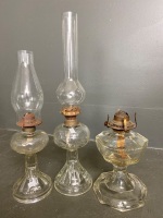 Set 3 clear glass kerosene lamps - 3