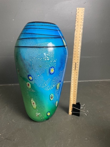 Quality heavy tall art glass vase