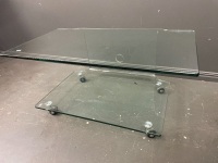 Glass tv unit - small chip bottom right side - 2