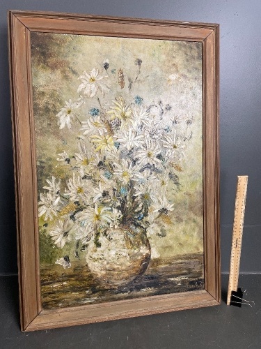 Oil painting flowers signed