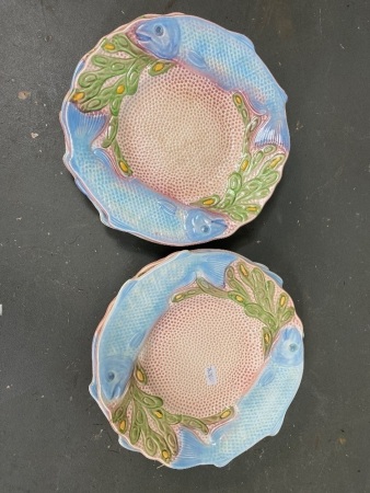 Set 6 Melba ware (London) plates W24 shape Decor - Fish Motif