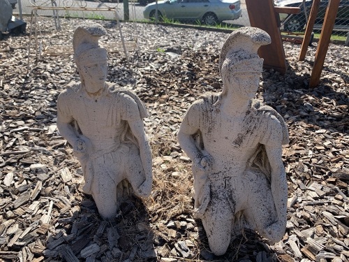 2 Roman Soldier Concrete Statues