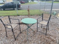 Outdoor Setting - Steel Table and 2 Plastic Chairs - 2