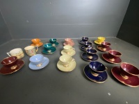 16 cups and saucers assorted colours - 3