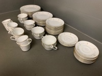 Noritake Courtney Dinner Set - white and gold scroll - incomplete - 2