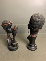 African statue lady 16' bust with beading and statue of loving couple - resin - 2