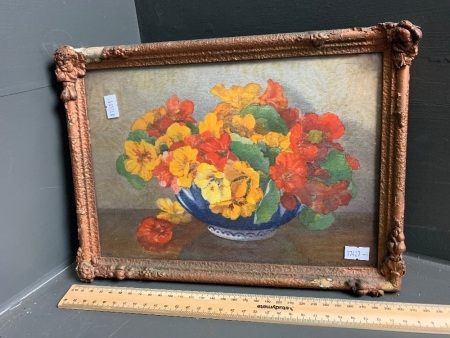 Small painting of Flowers in a Pot - signed bottom right