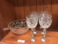 Crystal Wine Glasses & Bowl