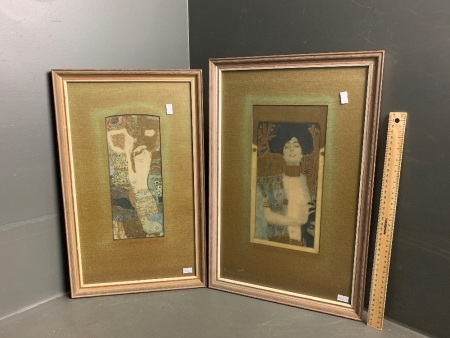 2 Austrian prints by Gustav Klimt - Titled Water Serpents and Judith