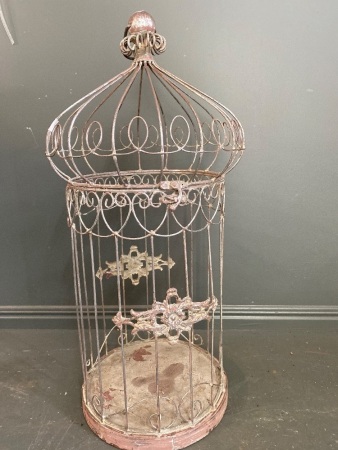 Large decorative metal bird cage feeder