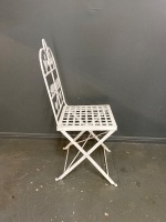 White farm scene outdoor metal chair  - 3